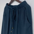 thumbnail image 6 of Nestiefly Linen Capri Pants for Women Drawstring Baggy Summer Beach Capris Pants for Women Breathable Relaxed-Fit Trousers with Pockets Navy S, 6 of 7
