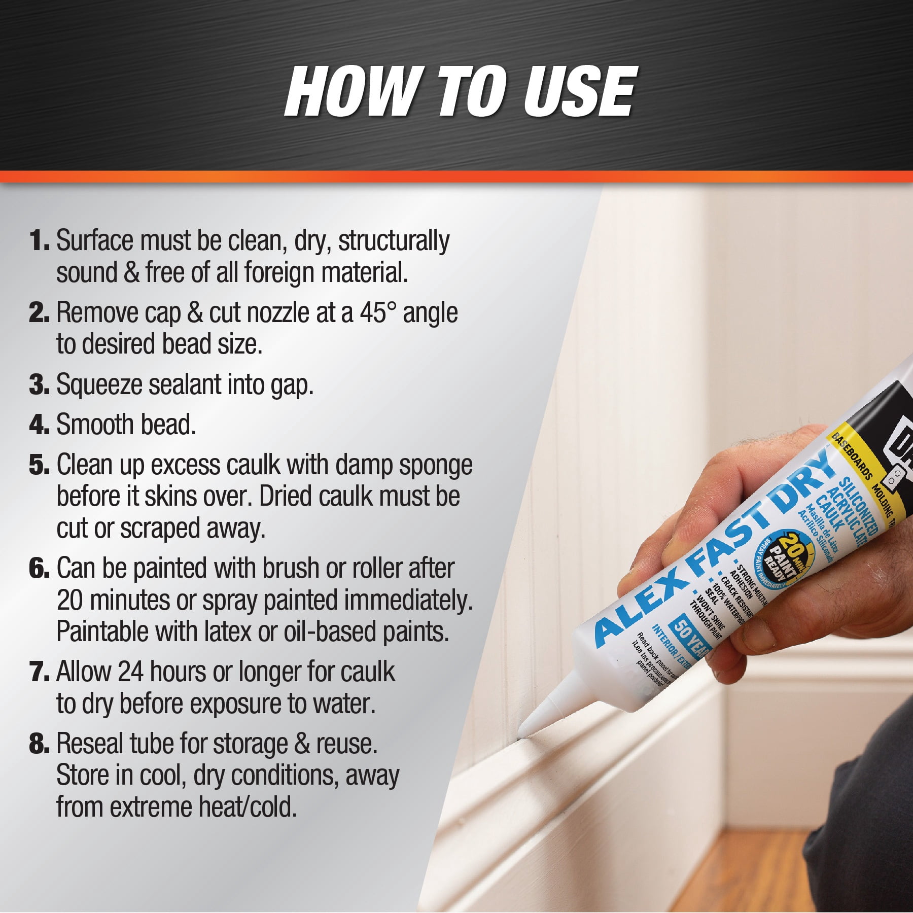 (12 pack) DAP Alex Fast Dry 5.5 oz White Acrylic Latex Silicone Caulk