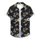 thumbnail image 1 of Camisas Vaqueras Para Hombre Camisa superior hawaiana de verano para hombre Camisa superior con estampado floral Camisa elegante con botón de cuello vuelto de manga corta (Black, L), 1 of 5
