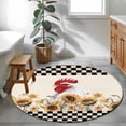 thumbnail image 3 of Round Rug 3.3Ft Washable Non-Slip, Sunflowers Rooster Circle Area Rugs for Living Room Bedroom, Farmhouse Vintage Black White Plaid Indoor Floor Mats Carpet Runner for Home Decor Aesthetic, 3 of 8