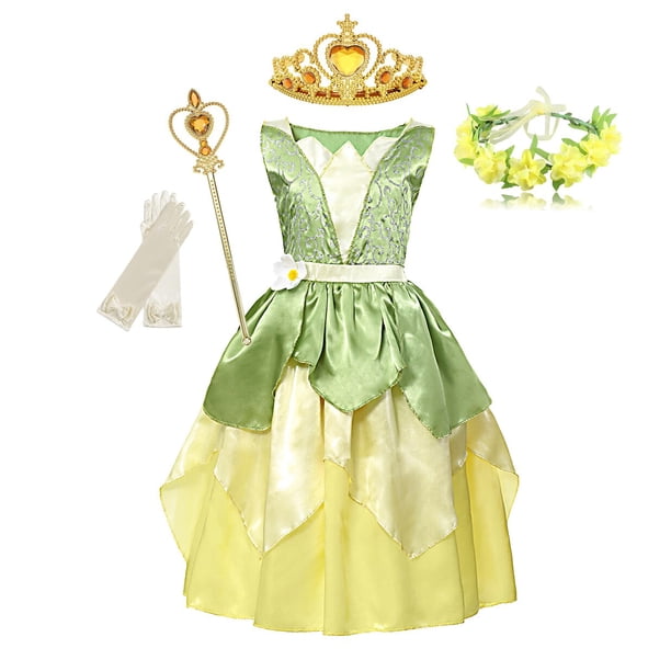 Disfraz de princesa y rana de cuento de hadas para niños niñas Cosplay princesa Tiana tutú vestidos de cumpleaños vestido de fiesta de graduación vestidos VestidoM Gao Jinjia LED