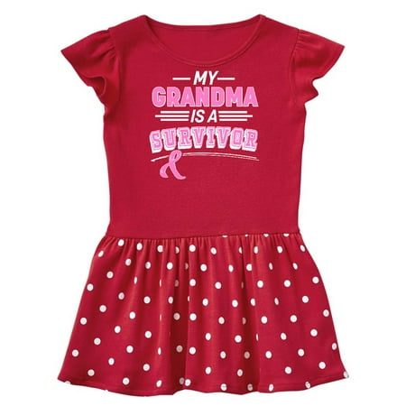 

Inktastic My Grandma is a Survivor Breast Cancer Awareness Gift Baby Girl Dress