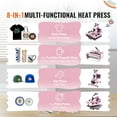 thumbnail image 2 of KFFKFF Heat Press, 12x15 inch, 5-in-1 Transfer Tool with 30 oz Cup Press, Swivels 360° for T-Shirt/Mug/Hat/Plate Crafting, Digital Control, Pink, 2 of 9