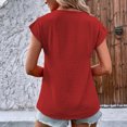 thumbnail image 4 of JGGSPWM Women Solid Tops Crewneck Short Sleeve Shirts Button Up Pleated Blouse Fancy Tunic Casual Summer Tshirts Comfortable Tees Red L, 4 of 6