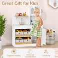 thumbnail image 4 of Patiojoy Play Kitchen for Kids with Storage, Wooden Toy Kitchen Set with 4 Storage Bins Cupboard Stovetops Sink and Faucet, 4 of 10