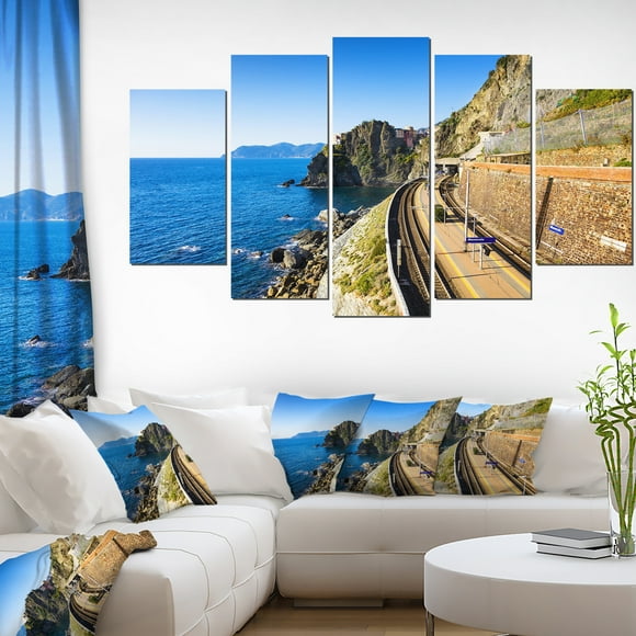 Train and Railroad Station in Manarola - Oversized Landscape Wall Art Print