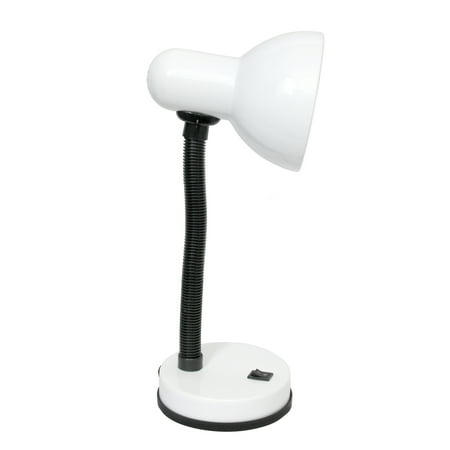 Simple Designs - Basic Metal Desk Lamp with Flexible Hose Neck - White