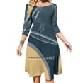 thumbnail image 2 of Apollo 11 Landing Module Flare Dress Square Neck Dress Elegant Female Fashion Printed Dress Space Spaceship Satellite Jupiter, 2 of 5