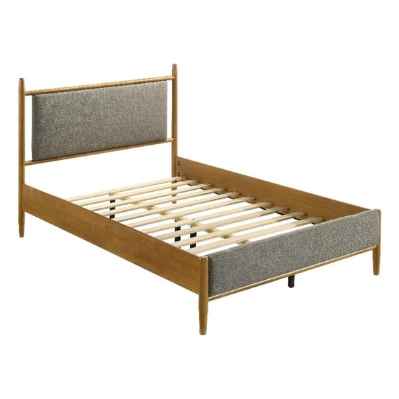Pemberly Row 46" Wood Full Panel Platform Bed in Light Brown/Gray