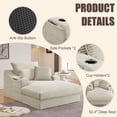 thumbnail image 4 of Kosynda 68"D Oversized Chaise Lounge Chair Indoor with Storage, Corduroy Upholstered Boneless Sleeper Sofa Bed with Cup Holder for Living Room, Bedroom, Camel, 4 of 8