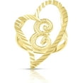 thumbnail image 1 of Floreo 10k Yellow Gold A-Z Cursive Letter and Heart Initial Ring, Large Heart (1.1"), 1 of 5