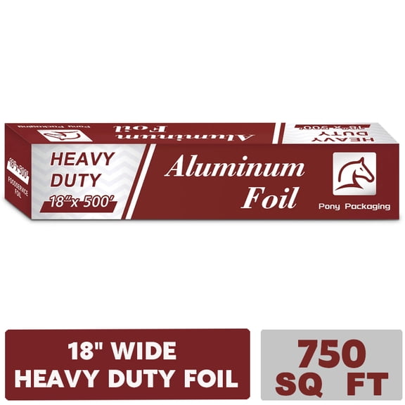 18 in x 500 ft Heavy Duty Aluminum Foil Standard,Food Safe Tin Foil Wrap for Cooking, Baking, Grilling, Food Service Standard-1 Count