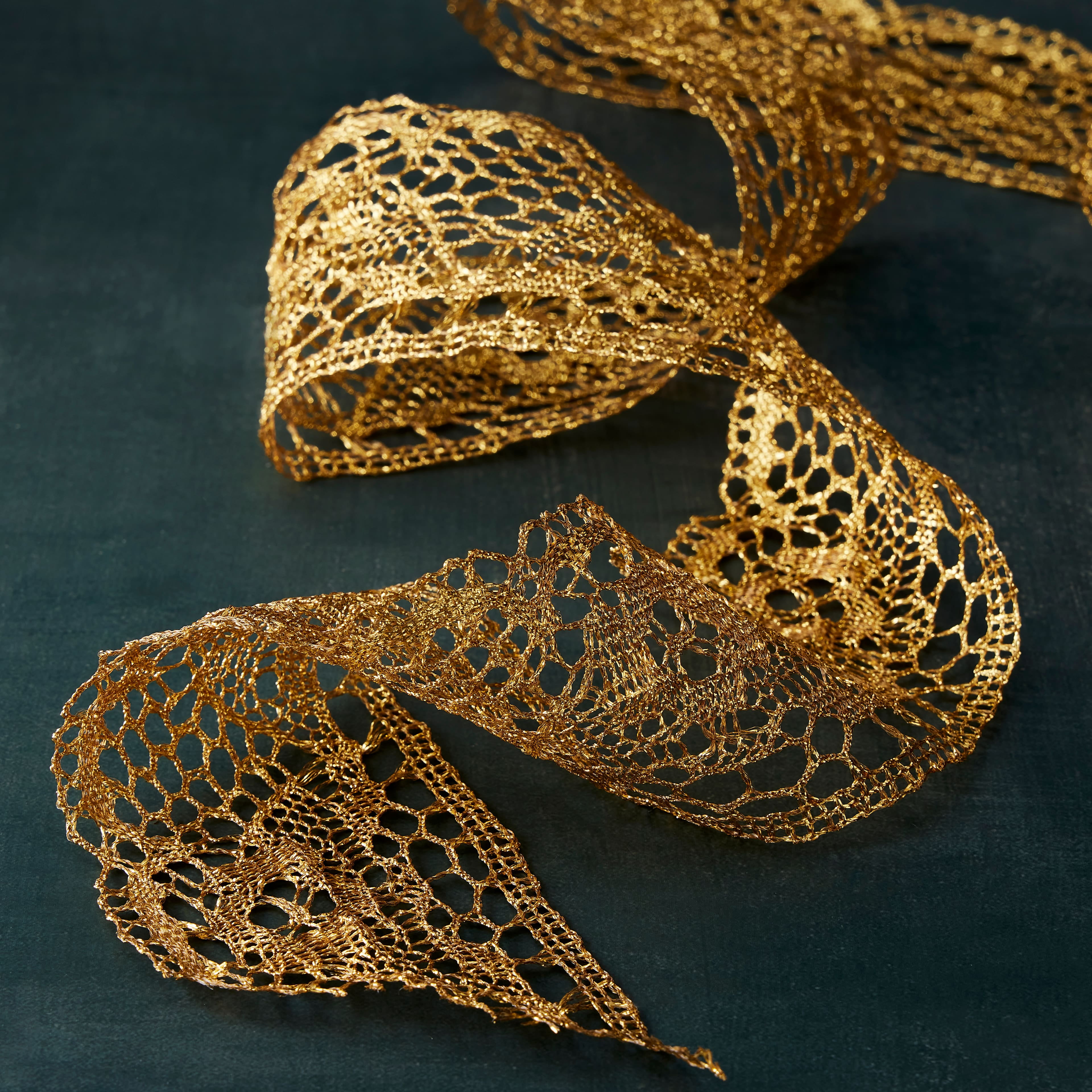 12 Pack: 3" x 3yd. Gold Lace Ribbon by Celebrate It Occasions