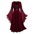 thumbnail image 1 of Amzcrzy Robes pour Femmes Couleur Unie Robes Maxi à Cordon Vintage Tunique à Manches Longues Robe Médiévale pour Femmes m, 1 of 5