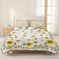 thumbnail image 3 of King Quilt Set 96''x106'', Sunflower Bees Lightweight Bedspread Coverlet Set with 2 Pillow Shams, Spring Summer Farmhouse Floral Watercolor Breathable All Season Quilt Bedding for Bedroom/Guest Room, 3 of 9