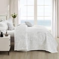 thumbnail image 3 of HZ & HY Botanical Oversized King Bedspread 128x120 Extra Wide, Leaves Pattern Stitching Quilt Set, Elegant & Fresh Style Bedding Cover, Reversible, Lightweight 5 Piece Set, White, 3 of 8