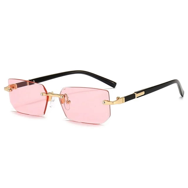 Typpkmm Rimless Sunglasses Rectangle Fashion Popular Women Men Shades Small Square Sun Glasses for Female Male Summer Traveling Oculos