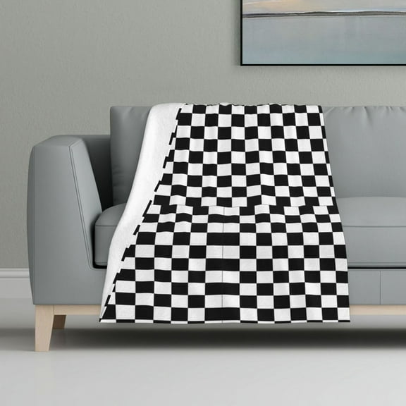 Checkerboard Black And White Print Blanket Warm Plush Throw Blanket Soft Flannel Lightweight Throw Blankets 32"X48"