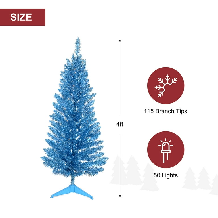 Bringstar 4FT Blue Artificial Christmas Tree with 50 String Lights