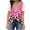 Pink, variant on Lolmot Women's Casual Short Sleeve V Neck Lace Trim Top Boho Pullover Blouse Shirt Summer Loose Casual Floral Print T-Shirts Tops