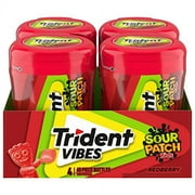 Trident Vibes SOUR PATCH KIDS Redberry Sugar Free Gum, 4 - 40 Piece Bottles (160 Total Pieces)