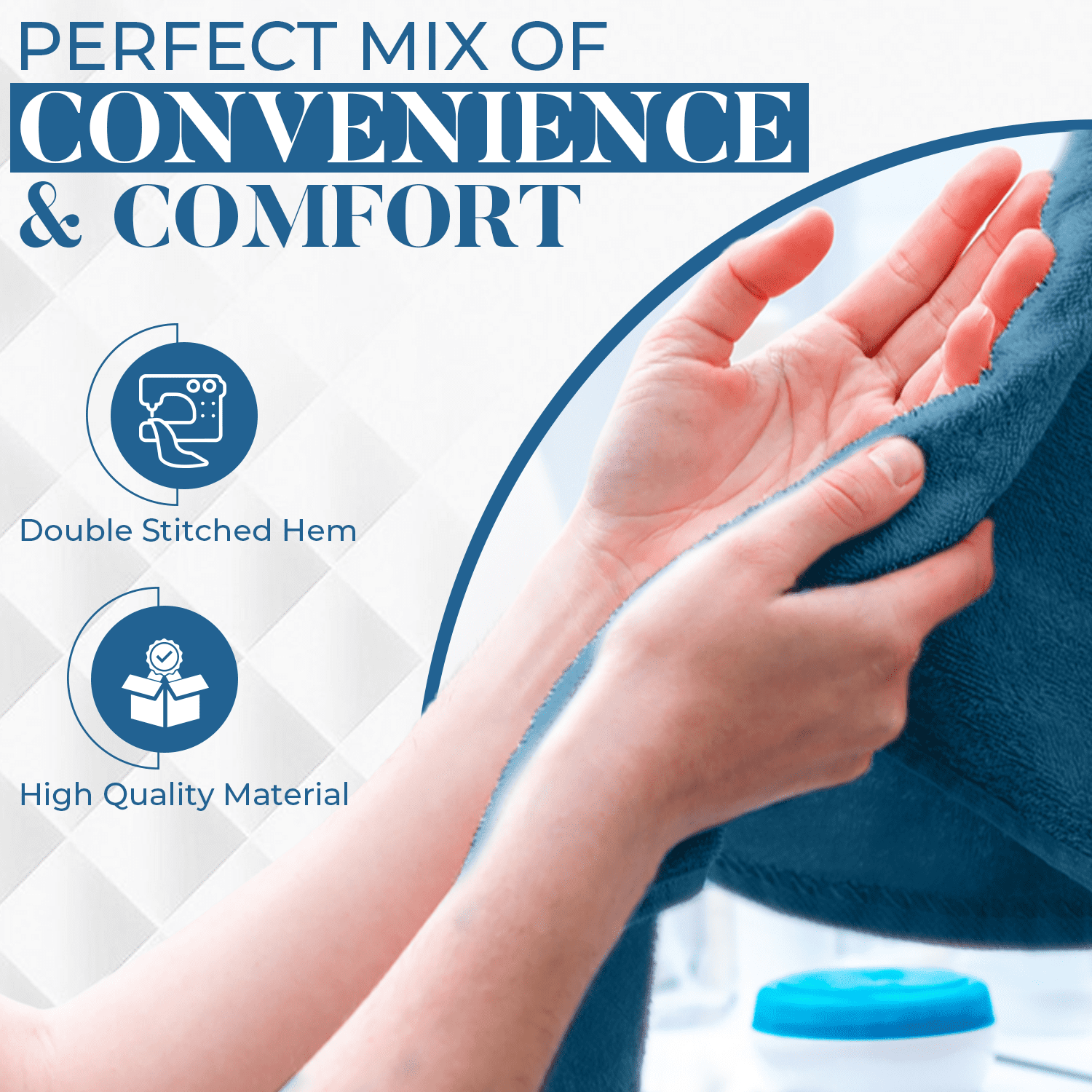 Dan River Hand Towel pack of 6 Quick Dry And Absorbent Cotton Towels for Bathroom - Blue 16x28in