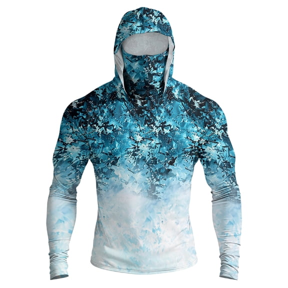 Men's UPF 50  Sun Hoodie Long Sleeve Hooded Fishing Shirt Shark & Marine Life Pullover Cooling Ice Silk Breathable Quick-Dry Moisture Wicking 4-Way Stretch for Commute Fishing Hiking Light Green M