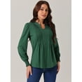 thumbnail image 2 of DARING DIVA Women's V Neck Pleated Casual Tunic Blouses XL Green, 2 of 6