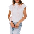 thumbnail image 1 of FOCUSNORM Pull-Over Contrasté pour Femmes Col Rond Manches Courtes Débardeur pour Sortir Mode Urbaine pour Usage Quotidien, 1 of 9