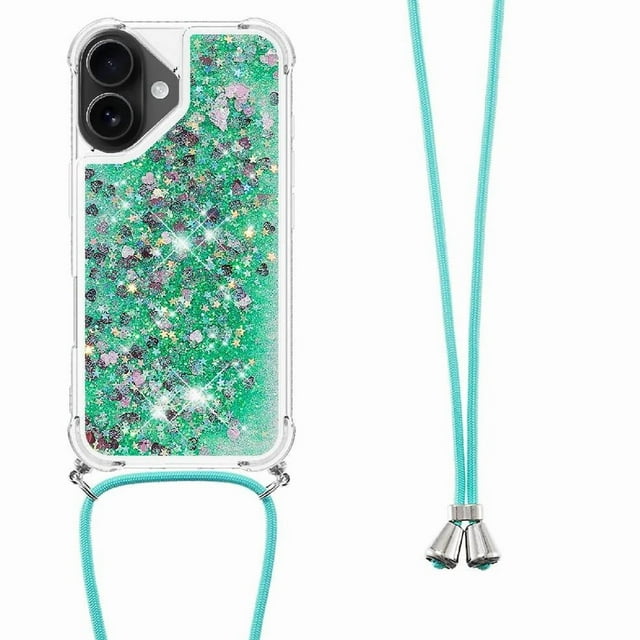 Funda FOXDOCK para iPhone 17 con Cuerda Ajustable, Brillo Líquido, Protección Antigolpes y Lente – Ideal para Regalo