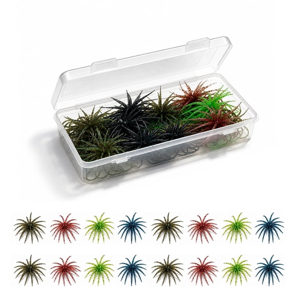 20Pcs Coike Creature Bait, Sea Urchin Bass Bait & Fuzzy Dice Bait with Tackle Box