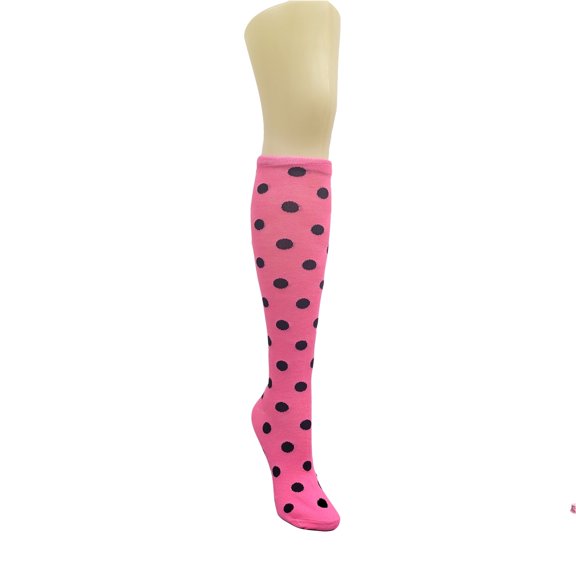Colorful Polka Dot Pattern Socks from the Sock Panda (Knee High) Color: Pink with Black Dots