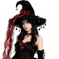 thumbnail image 6 of Witch Hats for Women Lolita Wizard Hat for Adult Halloween Costume Witch Hat Cosplay Accessory Red One Size by Fnhpitd, 6 of 6