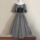 thumbnail image 1 of Womens Halloween Costumes 2024 Cosplay Gothic Dresses Women's Fashion Retro Solid Color Slim Fit Dress With Flying Sleeves And Large Swing Skirt, Off Shoulder Dress, 1 of 3