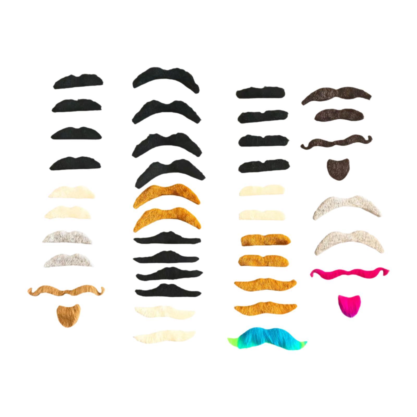 36 Bigotes Y Barbas Adhesivos Para Disfraces: 12 Estilos Graciosos (Negro, Marrón, Rubio, Blanco) - Fácil De Pegar