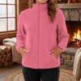 thumbnail image 4 of Fleece Zip Up Jackets for Women Long Sleeve Stand Collar Solid Color Warm Winter Outwear Coats with Pockets, 4 of 9