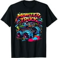 thumbnail image 1 of Monster Truck Retro Colorful Graffiti Mens Camiseta de manga corta, 1 of 7