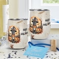 thumbnail image 4 of Happy Halloween French Bulldog Witches Hat Pumpkin Carving 12oz Stainless Steel Wine Tumbler Insulated Cup with Lid Dog Lover Gifts - 02019, 4 of 5