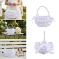 thumbnail image 2 of LICEWO Chic White Ribbon Fabric Wedding Basket For Petal Scattering Ceremonial Use, 2 of 20