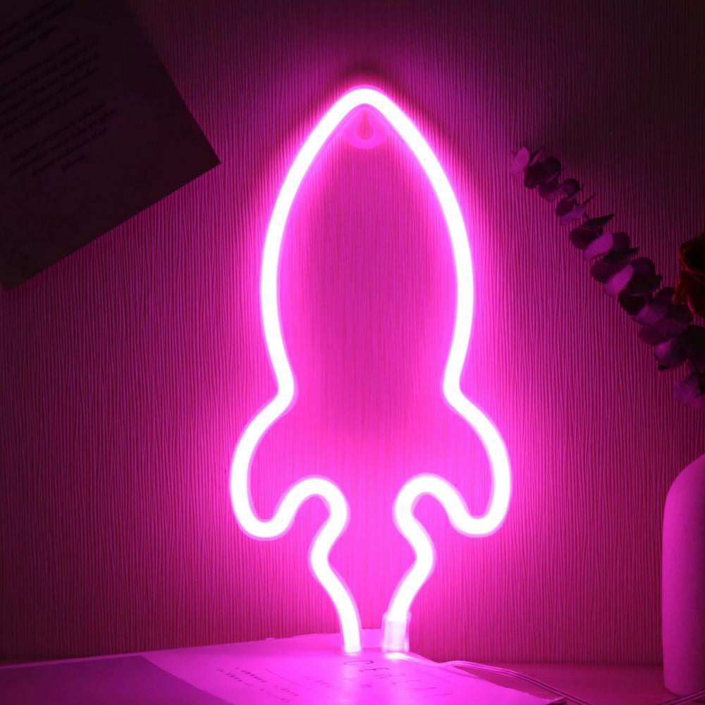 Rocket Neon Sign Neon Light LED Night Lamp  Battery Powered Wall Hanging Sign 