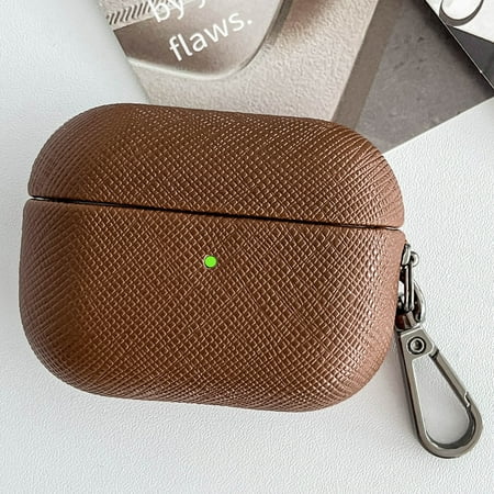Dteck for AirPods 4th Generation Case, Slim PU Leather Portable Protective Men Women Case with Keychain Compatible with Apple AirPods 4 Charging Case Front LED Visible,Brown