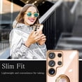 thumbnail image 5 of Compatible with Samsung Galaxy S23 Ultra 5g Case Cell Phone Ultra Slim Thin with Ring 360°Finger Stand Metal Electroplated Soft TPU Frame Shock-Absorption Bumper Hard Back Mobile Cover-Pink, 5 of 14