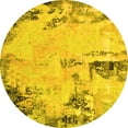thumbnail image 1 of Ahgly Company Machine Washable Indoor Round Oriental Yellow Industrial Area Rugs, 3' Round, 1 of 4