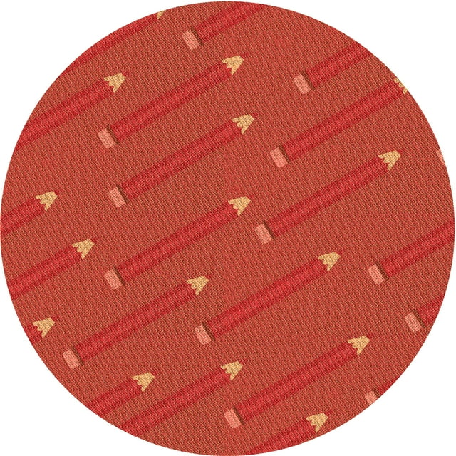 Ahgly Company Machine Washable Indoor Round Transitional Orange Red Orange Area Rugs, 7' Round