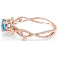 thumbnail image 3 of AFFY 6MM Round Cut Simulated Aquamarine & White Cubic Zirconia Floral Ring 14k Rose Gold Over Sterling Silver Ring Size-4, 3 of 6