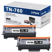 TN 760 TN760 Toner Cartridges 2 Pack Black Compatible for Brother TN760 TN-760 TN 730 TN-730 TN730 Toner Cartridge for HL-L2350DW DCP-L2550DW MFC-L2710DW MFC-L2730DW HL-L2370DW HL-L2395DW Printer