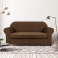 thumbnail image 5 of CHUN YI Stretch 2-Piece Checks Sofa Cover with Cushion Cover Slipcover, XL-Sofa, Coffee, 5 of 6
