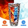 thumbnail image 6 of Fotbe Leopard Pattern 20 oz Tumbler Stainless Steel Vacuum Insulated Coffee Ice Cup Double Wall Travel Flask Leak-proof Coffee Cup-Straw Three-piece Set, 6 of 8