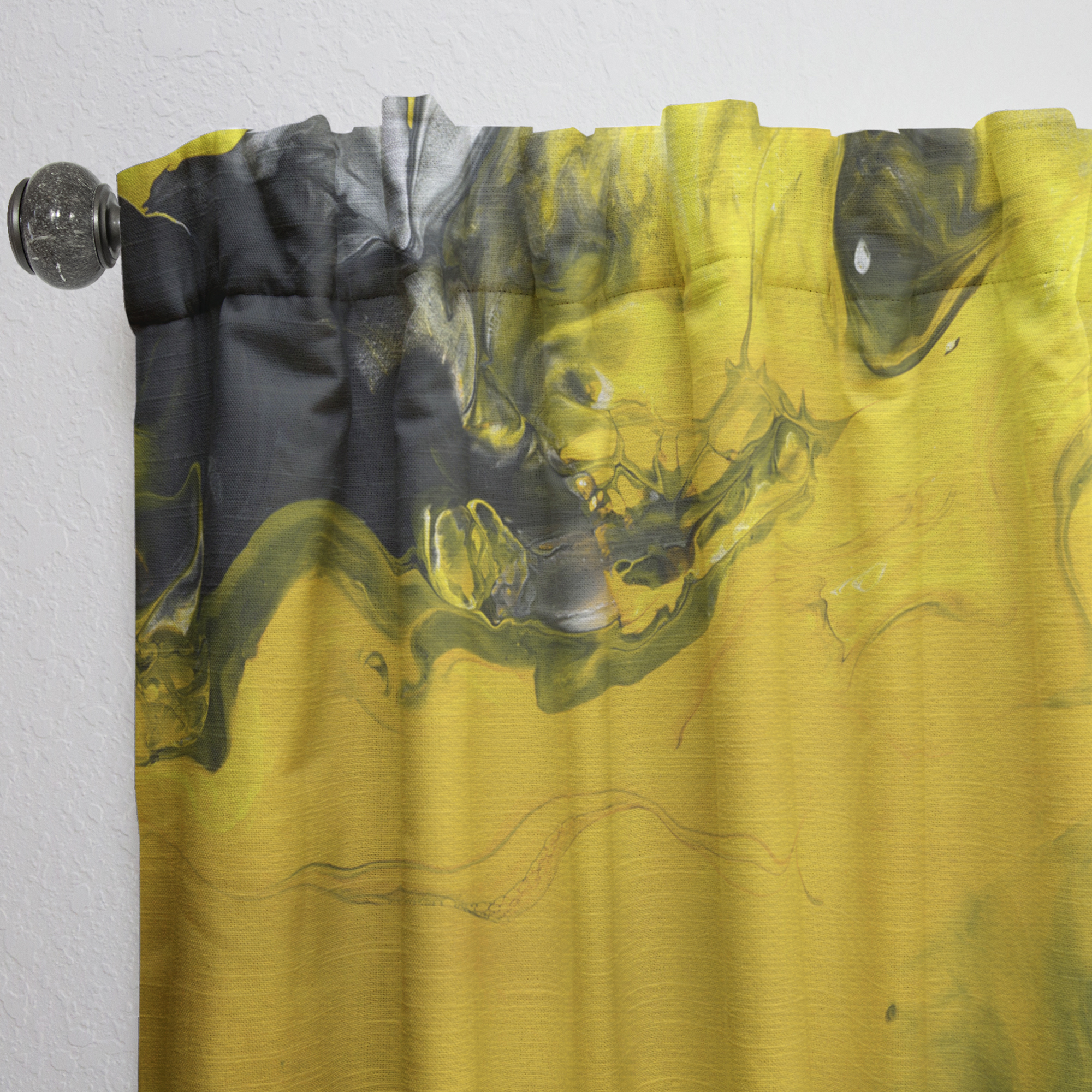 Designart 'Yellow Marbled IV' Modern & Contemporary Curtain Panel