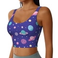 thumbnail image 2 of Gukieu Space Print Women's Sports Vest, Low-neck U-shaped Removable Pad Sports Bra for Yoga, Exercise, Dance-Medium, 2 of 8